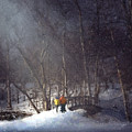 Snowy Moonlit Walk Over a Minnehaha Creek Bridge